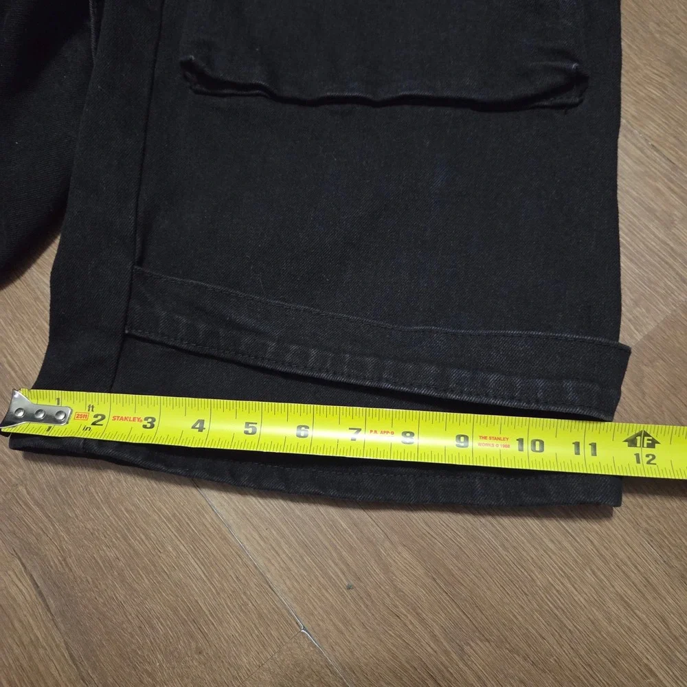 Rockstar Original Mens Baggy Fit Cargo Jeans Black Grunge Wide Leg RSM250 32